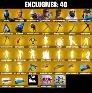 (PC/PSN/XBOX) 242 SKINS ๐ Sultura ๐ Black Adam ๐ Subzero Cryptic ๐ Lina Scorch ๐ Fashion Banshee ๐ Shady Doggo ๐ Cloud Striker ๐ 2200 V-Buck PARENTAL CONTROL โ Fortnite account listing