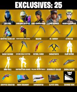 (PC/PSN/XBOX) 283 SKINS ๐ Master Chief ๐ Sultura ๐ Subzero Cryptic ๐ Keri Commander ๐ Lina Scorch ๐ Naruto Uzumaki ๐ The Imagined ๐ Zeus ๐ 1000 V-Buck PARENTAL CONTROL โ Fortnite account listing