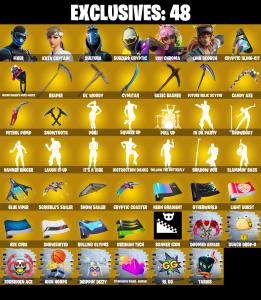 (PC/PSN/XBOX) 221 SKINS ๐ Fixer ๐ Kata Captain ๐ Sultura ๐ Subzero Cryptic ๐ Vivi Chroma ๐ Lina Scorch ๐ Torin ๐ The Imagined ๐ 500 V-Buck PARENTAL CONTROL โ Fortnite account listing