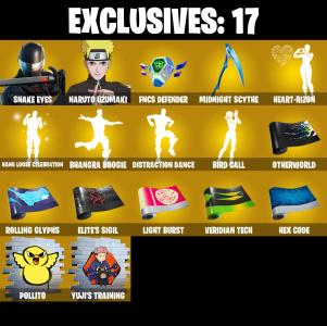 (PC/PSN/XBOX) 266 SKINS 🍒 Snake Eyes 🍒 Naruto Uzumaki 🍒 John Wick 🍒 Era 🍒 Kymera 🍒 Optimus Prime 🍒 Ronin 🍒 The Imagined 🍒 400 V-Buck PARENTAL CONTROL — Fortnite account listing
