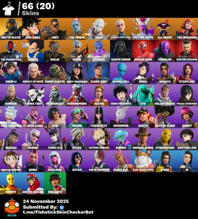[PC/PSN/NINTENDO] 66 skins | Mikasa Ackerman | Captain Levi | Eren Yager | Chun Li | Master Chief (Matte Black) | Son Goku | Joey | The Origin | Snap | Paradigm (Reality-659) | The Cube Queen | All Might | 600 VB — image 1