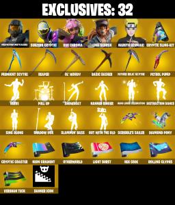(PC/PSN/XBOX) 290 SKINS ๐ Master Chief (Matte Black) ๐ Subzero Cryptic ๐ Vivi Chroma ๐ Lina Scorch ๐ Naruto Uzumaki ๐ 200 V-Buck PARENTAL CONTROL โ Fortnite account listing