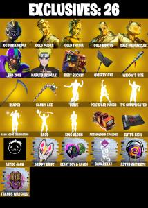 (PC/PSN/XBOX) 260 SKINS 🍒 OG Paradigma 🍒 Gold Midas 🍒 Gold TNTina 🍒 Gold Brutus 🍒 Gold Meowscles 🍒 End Zone 🍒 Naruto Uzumaki 🍒 1050 V-Buck PARENTAL CONTROL — Fortnite account listing