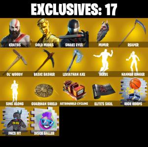(PC/PSN/XBOX) 204 SKINS 🍒 Kratos 🍒 Gold Midas 🍒 Snake Eyes 🍒 Eternal Knight 🍒 Raz 🍒 Torin 🍒 Gear Specialist Maya 🍒 1600 V-Buck PARENTAL CONTROL — Fortnite account listing