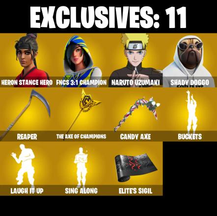 (PC/PSN/XBOX) 238 SKINS π Renegade Raider π Aerial Assault Trooper π Heron Stance Hero π FNCS 3:1 Champion π Naruto Uzumaki π 300 V-Buck PARENTAL CONTROL β image 1