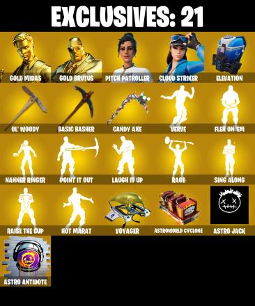(PC/PSN/XBOX) 216 SKINS / Gold Midas π° Gold Brutus π° Pitch Patroller π° Cloud Striker π° Raz π° Torin π° Gear Specialist Maya π° 1550 V-Buck PARENTAL CONTROL β image 1