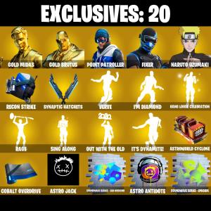 (PC/PSN/XBOX) 235 SKINS / Gold Midas ๐ฐ Gold Brutus ๐ฐ Point Patroller ๐ฐ Fixer ๐ฐ Naruto Uzumaki ๐ฐ Eternal Knight ๐ฐ Raz ๐ฐ 550 V-Buck PARENTAL CONTROL โ Fortnite account listing