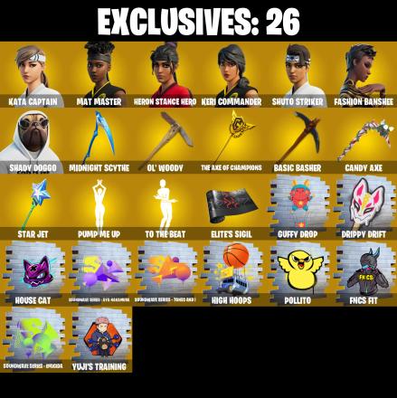 (PC/PSN/XBOX) 226 SKINS π Kata Captain π Mat Master π Heron Stance Hero π Keri Commander π Shuto Striker π Fashion Banshee π 0 V-Buck PARENTAL CONTROL β image 1
