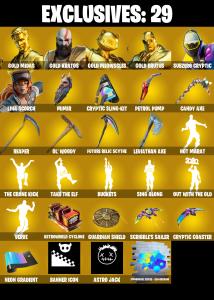 (PC/PSN/XBOX) 306 SKINS ๐ Gold Midas ๐ Gold Kratos ๐ Gold Meowscles ๐ Gold Brutus ๐ Subzero Cryptic ๐ Lina Scorch ๐ John Wick ๐ 50 V-Buck PARENTAL CONTROL โ Fortnite account listing