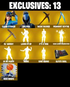 (PC/PSN/XBOX) 207 SKINS / Renegade Raider ๐ฐ Aerial Assault Trooper ๐ฐ Sultura ๐ฐ Cloud Striker ๐ฐ Eternal Knight ๐ฐ Raz ๐ฐ Torin ๐ฐ 450 V-Buck PARENTAL CONTROL โ Fortnite account listing