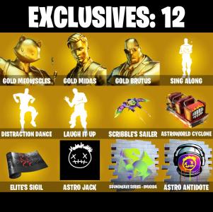 (PC/PSN/XBOX) 245 SKINS ๐ Gold Meowscles ๐ Gold Midas ๐ Gold Brutus ๐ Spire Assassin ๐ Kymera ๐ Joltara ๐ The Foundation ๐ Omen ๐ 450 V-Buck PARENTAL CONTROL โ Fortnite account listing