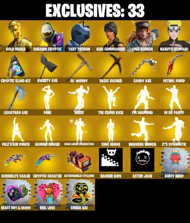 (PC/PSN/XBOX) 199 SKINS π Gold Midas π Subzero Cryptic π Tart Tycoon π Keri Commander π Lina Scorch π Naruto Uzumaki π 500 V-Bucks PARENTAL CONTROL β image 1