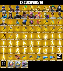 (PC/PSN/XBOX) 424 SKINS ๐ Neo Versa ๐ Travis Scott ๐ Astro Jack ๐ Gold Midas ๐ Gold Meowscles ๐ Gold Brutus ๐ Championship Aura ๐ 500 V-Bucks PARENTAL CONTROL โ Fortnite account listing