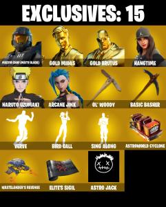 (PC/PSN/XBOX) 211 SKINS / Master Chief (Matte Black) 🎰 Gold Midas 🎰 Gold Brutus 🎰 Hangtime 🎰 Naruto Uzumaki 🎰 Arcane Jinx 🎰 400 V-Buck  PARENTAL CONTROL — Fortnite account listing