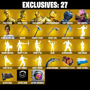 (PC/PSN/XBOX) 223 SKINS 🍒 Gold Midas 🍒 Gold TNTina 🍒 Gold Brutus 🍒 Gold Meowscles 🍒 Tart Tycoon 🍒 Vivi Chroma 🍒 Pitch Patroller 🍒 50 V-Buck PARENTAL CONTROL — Fortnite account listing