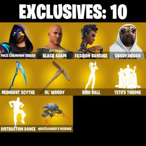 (PC/PSN/XBOX) 228 SKINS 🍒 Renegade Raider 🍒 FNCS Champion Seeker 🍒 Black Adam 🍒 Fashion Banshee 🍒 Shady Doggo 🍒 The Imagined 🍒 0 V-Buck PARENTAL CONTROL — Fortnite account listing