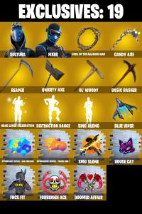 (PC/PSN/XBOX) 287 SKINS โ ๏ธ Sultura โ ๏ธ Fixer โ ๏ธ Joey โ ๏ธ The Imagined โ ๏ธ Mizuki โ ๏ธ Spectra Knight โ ๏ธ Kado Thorne โ ๏ธ Paradigm (Reality-659) โ ๏ธ 300 V-Bucks โ Fortnite account listing