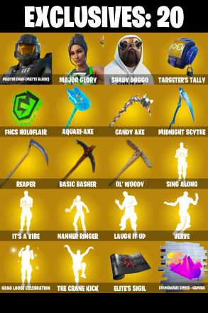 (PC/PSN/XBOX) 291 SKINS π Master Chief (Matte Black) π Major Glory π Shady Doggo π Spire Assassin π Kymera π Joltara π 400 V-Buck PARENTAL CONTROL β image 1