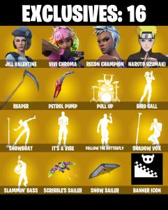 (PC/PSN/XBOX) 226 SKINS 🍒 Jill Valentine 🍒 Vivi Chroma 🍒 Recon Champion 🍒 Naruto Uzumaki 🍒 Backlash 🍒 Paradigm (Reality-659) 🍒 500 V-Buck PARENTAL CONTROL — Fortnite account listing