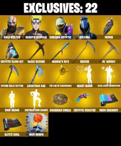 (PC/PSN/XBOX) 307 SKINS π Gold Kratos π Naruto Uzumaki π Subzero Cryptic π Sultura π Era π Predator π Paradigm (Reality-659) π 350 V-Buck PARENTAL CONTROL β Fortnite account listing