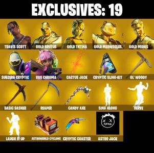 (PC/PSN/XBOX) 213 SKINS / Travis Scott 🍓 Gold Brutus 🍓 Gold TNTina 🍓 Gold Meowscles 🍓 Gold Midas 🍓 Subzero Cryptic 🍓 Vivi Chroma 🍓 Snap 🍓 100 V-Buc | PARENTAL CONTROL — Fortnite account listing