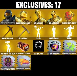 (PC/PSN/XBOX) 152 SKINS 💫 Master Chief (Matte Black) ⚡️ Gold Meowscles 💍 Gold Midas ⚡️ Gold Brutus 💍 The Imagined ⚡️ Joey 💍 Torin | 1300 V-Buck | PARENTAL CONTROLS — Fortnite account listing
