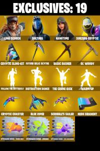 (PC/PSN/XBOX) 172 SKINS ๐ซ Lina Scorch โก๏ธ Sultura ๐ Hangtime โก๏ธ Subzero Cryptic ๐ Backlash โก๏ธ Optimus Prime ๐ Zeus โก๏ธ Snap ๐ Twyn | 50 V-Buck | PARENTAL CONTROLS โ Fortnite account listing