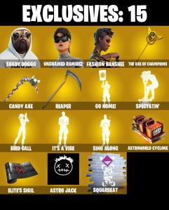 (PC/PSN/XBOX) 179 SKINS 💫 Shady Doggo ⚡️ Unchained Ramirez 💍 Fashion Banshee ⚡️ Backlash 💍 Zeus ⚡️ Snap 💍 Inferno ⚡️ Malik | 200 V-Buck | PARENTAL CONTROLS — Fortnite account listing