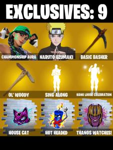 (PC/PSN/XBOX) 163 SKINS ๐ซ Championship Aura โก๏ธ Naruto Uzumaki ๐ Backlash โก๏ธ Optimus Prime ๐ Zeus โก๏ธ Snap ๐ Kado Thorne โก๏ธ Son Goku | 4600 V-Buck | PARENTAL CONTROLS โ Fortnite account listing