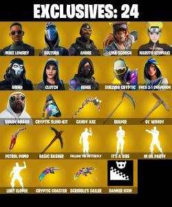 (PC) 234 SKINS 🔥 Renegade Raider 🔥 Mike Lowrey 🔥 Sultura 🔥 Andre 🔥 Lina Scorch 🔥 Naruto Uzumaki 🔥 Grind 🔥 Clutch 🔥 Renee 🔥 Subzero Cryptic 🔥 300 VB | PARENTAL CONTROLS — Fortnite account listing