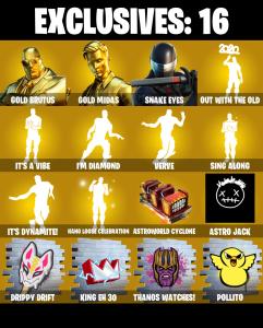 (PC/PSN/XBOX) 188 SKINS ๐ซ Gold Brutus โก๏ธ Gold Midas ๐ Snake Eyes โก๏ธ Fusion ๐ Valkyrie โก๏ธ Snap ๐ Twyn โก๏ธ Eternal Knight | 3950 V-Buck | PARENTAL CONTROLS โ Fortnite account listing