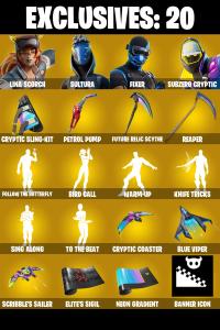 (PC/PSN/XBOX) 177 SKINS 💫 Lina Scorch ⚡️ Sultura 💍 Fixer ⚡️ Subzero Cryptic 💍 Backlash ⚡️ Ascendant Midas 💍 Zeus ⚡️ Frostbite 💍 Era | 300 V-Buck | PARENTAL CONTROLS — Fortnite account listing