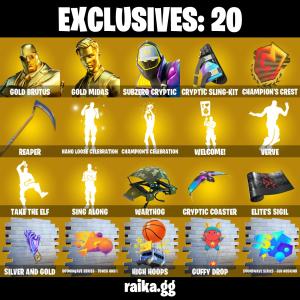 ✨ EXCLUSIVE OFFER⚡️(PC/XBOX) 350 VB) 209 SKINS 💫 Gold Brutus 🔥 Gold Midas 💎 Subzero Cryptic 🔥 Predator 💎 Spectra Knight 🔥 Hybrid 💎 Kymera 🔥 Valeria 💎 The Origin | PARENTAL CONTROL — Fortnite account listing