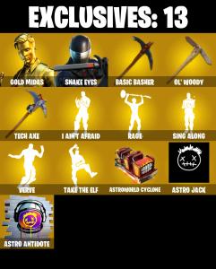 (PC/PSN/XBOX) 151 SKINS π« Gold Midas β‘οΈ Snake Eyes π Joey β‘οΈ Krampus π Snap β‘οΈ Kymera π Kado Thorne β‘οΈ Predator π Ronin | 500 V-Buck | PARENTAL CONTROLS β Fortnite account listing