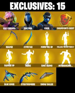(PC/PSN/XBOX) 153 SKINS ๐ซ Renegade Raider โก๏ธ Vivi Chroma ๐ Sultura โก๏ธ Fixer ๐ Zeus โก๏ธ Snap ๐ Twyn โก๏ธ Ronin ๐ Malik โก๏ธ Fade ๐ Kymera | 300 V-Buck | PARENTAL CONTROLS โ Fortnite account listing