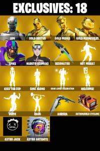 (PC/PSN) 207 SKINS 🔥 Eon 🔥 Gold Brutus 🔥 Gold Midas 🔥 Gold Meowscles 🔥 Spike 🔥 Naruto Uzumaki 🔥 Cyclo 🔥 Gear Specialist Maya 🔥 12450 V-Buc🔥 PARENTAL CONTROLS — Fortnite account listing