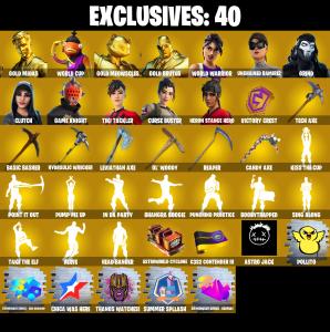 (PC/PSN/XBOX) 333 SKINS π« Gold Midas β‘οΈ WORLD CUP π Gold Meowscles β‘οΈ Gold Brutus π World Warrior β‘οΈ Unchained Ramirez π Grind | 400 V-Buck | PARENTAL CONTROLS β Fortnite account listing