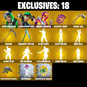 (PC/PSN/XBOX) 368 SKINS π« Renegade Raider β‘οΈ FNCS Renegade π Championship Aura β‘οΈ Dummy Supreme π Torin β‘οΈ Predator | 100 V-Buck | PARENTAL CONTROLS β Fortnite account listing