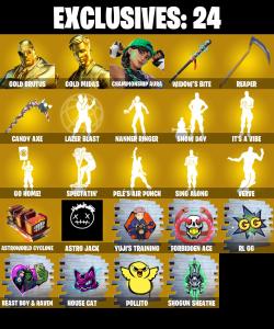 (PC/PSN) 1000 VB) 170 SKINS 🔥 Gold Brutus 🔥 Gold Midas 🔥 Championship Aura 🔥 Peter Griffin 🔥 Valeria 🔥 Rox 🔥 Zeus 🔥 Eternal Knight 🔥 Vendetta 🔥 Era PARENTAL CONTROLS — Fortnite account listing