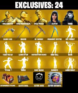 (PC/PSN/XBOX) 208 SKINS 💫 Gold Brutus ⚡️ Gold Meowscles 💍 Gold Midas ⚡️ Clutch 💍 Grind ⚡️ Fusion 💍 Hybrid ⚡️ Eternal Knight | 300 V-Buck | PARENTAL CONTROLS — Fortnite account listing