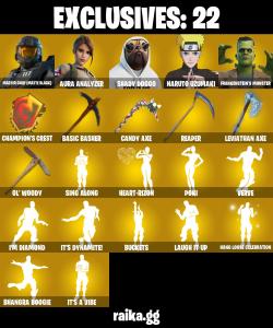 (PC) 1250 VB) 400 SKINS ๐ฅ Renegade Raider ๐ฅ Master Chief (Matte Black) ๐ฅ Aura Analyzer ๐ฅ Shady Doggo ๐ฅ Naruto Uzumaki ๐ฅ Frankenstein's Monste | PARENTAL CONTROLS โ Fortnite account listing