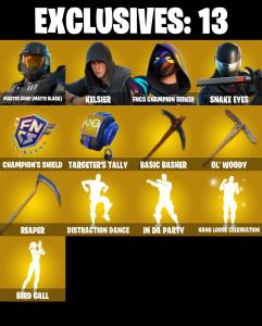 (PC/PSN/XBOX) 341 SKINS 💫 Master Chief (Matte Black) ⚡️ Kelsier 💍 FNCS Champion Seeker ⚡️ Snake Eyes 💍 Mizuki ⚡️ Valeria 💍 Snap | 3550 V-Buck | PARENTAL CONTROLS — Fortnite account listing