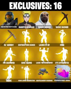 (PC/PSN) 252 SKINS ๐ฅ Master Chief (Matte Black) ๐ฅ Naruto Uzumaki ๐ฅ Shady Doggo ๐ฅ The Ageless ๐ฅ Omegarok ๐ฅ Valeria ๐ฅ 850 VB ๐ฅ PARENTAL CONTROLS โ Fortnite account listing