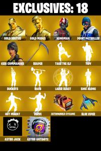 (PC/PSN/XBOX) 194 SKINS ๐ซ Gold Brutus โก๏ธ Gold Midas ๐ Wingman โก๏ธ Point Patroller ๐ Keri Commander โก๏ธ Ruin ๐ Ultima Knight | 500 V-Buck | PARENTAL CONTROLS โ Fortnite account listing