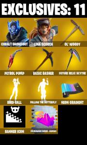 (PC/XBOX) 202 SKINS 🔥 Cobalt Snowfoot 🔥 Lina Scorch 🔥 Torin 🔥 The Cube Queen 🔥 Kymera 🔥 Era 🔥 Son Goku 🔥 The Ageless 🔥 Vegeta 🔥 100 V-Buc🔥 PARENTAL CONTROLS — Fortnite account listing