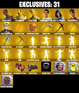 (PC/PSN) 333 SKINS ๐ฅ Renegade Raider ๐ฅ Travis Scott ๐ฅ Gold Brutus ๐ฅ Gold Midas ๐ฅ Derby Dominator ๐ฅ FNCS 3:1 Champion ๐ฅ 1650 VB | PARENTAL CONTROLS โ Fortnite account listing