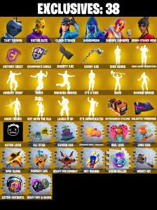 (PC) 225 SKINS 🔥 Tart Tycoon 🔥 Victor Elite 🔥 Cloud Striker 🔥 Andromeda 🔥 Dummy Supreme 🔥 Heron Stance Hero 🔥 Predator 🔥 Menace 🔥 650 VB | PARENTAL CONTROLS — Fortnite account listing