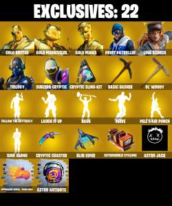 (PC/PSN/XBOX) 158 SKINS 💫 Gold Brutus ⚡️ Gold Meowscles 💍 Gold Midas ⚡️ Point Patroller 💍 Lina Scorch ⚡️ Trilogy 💍 Subzero Cryptic | 450 V-Buck | PARENTAL CONTROLS — Fortnite account listing
