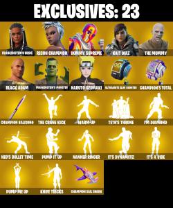 (PC/PSN/XBOX) 375 SKINS 💫 Frankenstein's Bride ⚡️ Recon Champion 💍 Dummy Supreme ⚡️ Kait Diaz 💍 The Mummy ⚡️ Black Adam | 1000 V-Buck | PARENTAL CONTROLS — Fortnite account listing