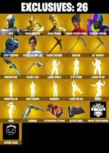 (PC/PSN) 248 SKINS ๐ฅ Eon ๐ฅ Gold Brutus ๐ฅ Gold Midas ๐ฅ Heron Stance Hero ๐ฅ Strong Guard ๐ฅ Tart Tycoon ๐ฅ Pitch Patroller ๐ฅ 1100 V-Bucks๐ฅ PARENTAL CONTROLS โ Fortnite account listing